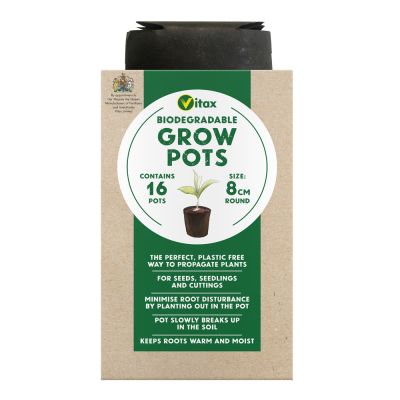 Vitax Biodegradable Round Grow Pots 8cm x 16 Pots